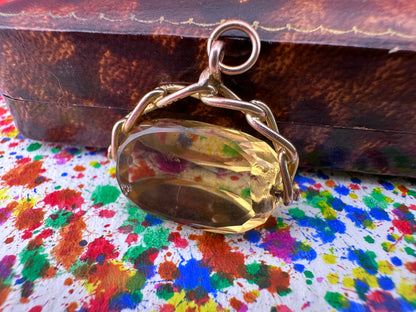 Vintage 9ct Citrine Spinner Fob
