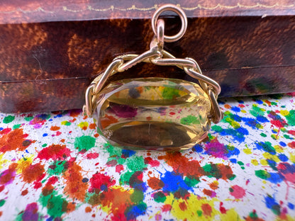 Vintage 9ct Citrine Spinner Fob