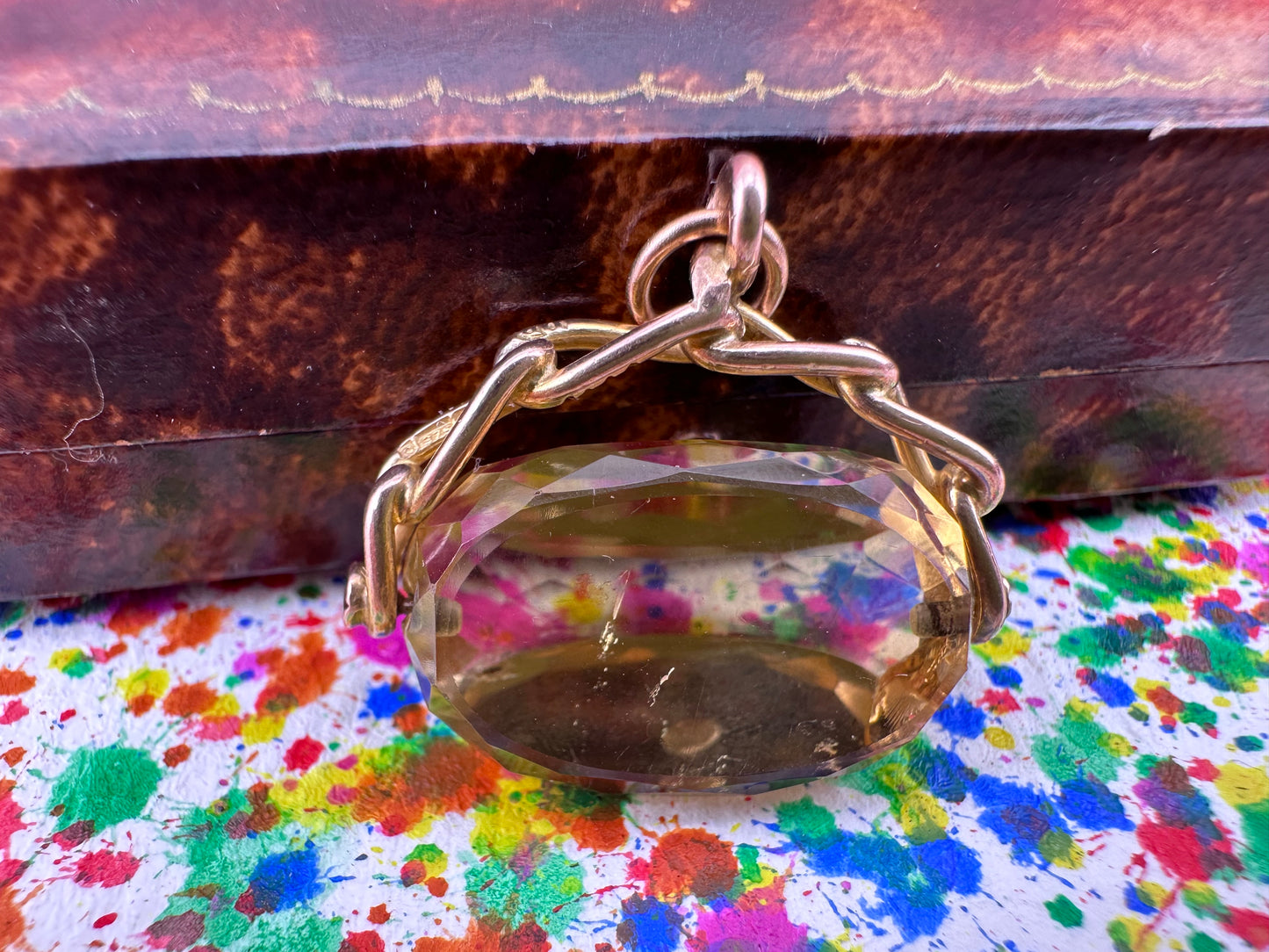 Vintage 9ct Citrine Spinner Fob