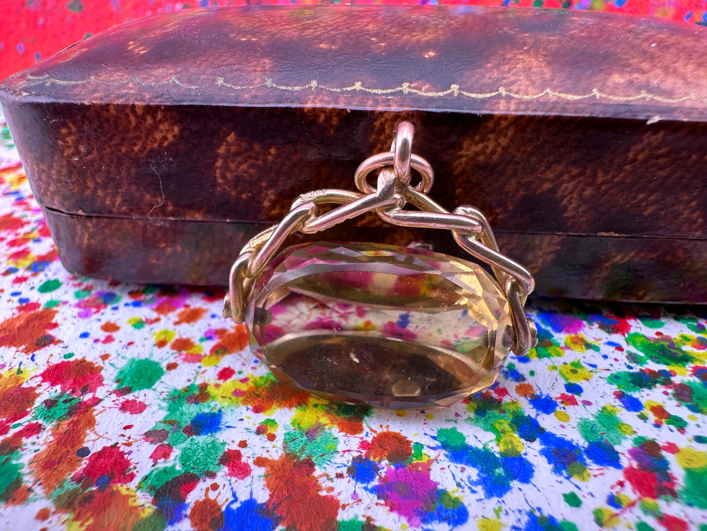 Vintage 9ct Citrine Spinner Fob
