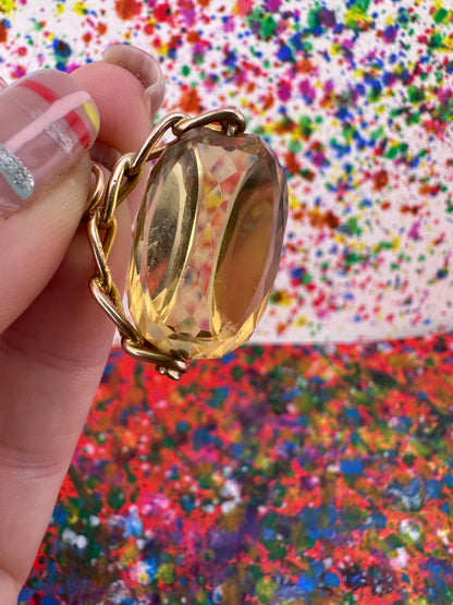 Vintage 9ct Citrine Spinner Fob