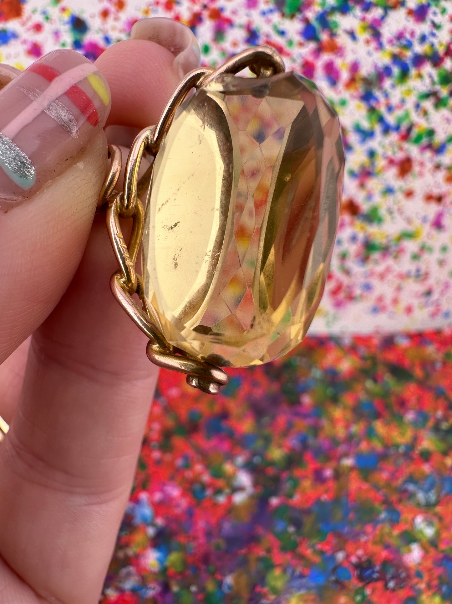 Vintage 9ct Citrine Spinner Fob