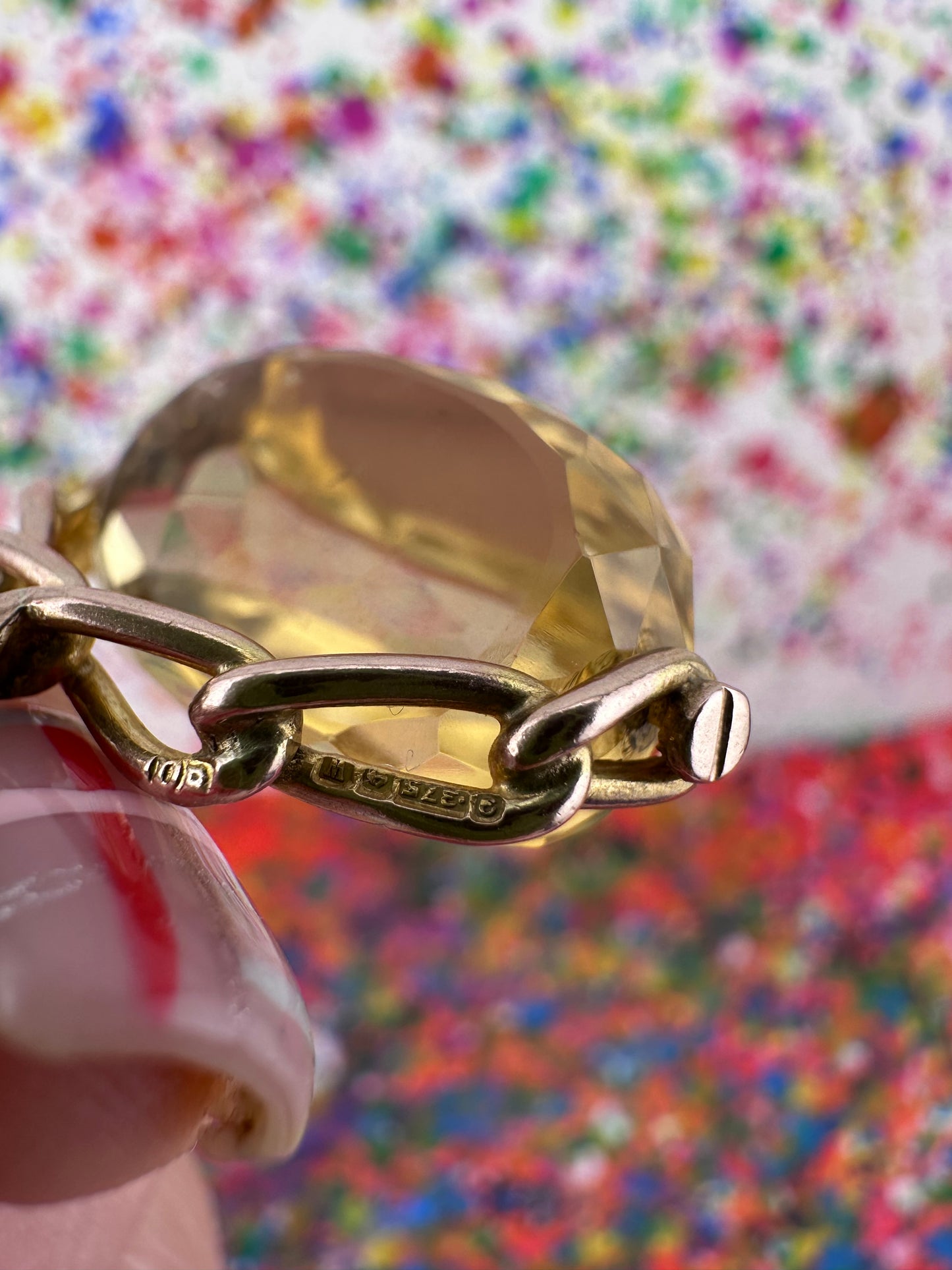 Vintage 9ct Citrine Spinner Fob