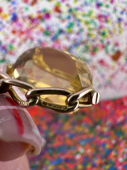 Vintage 9ct Citrine Spinner Fob