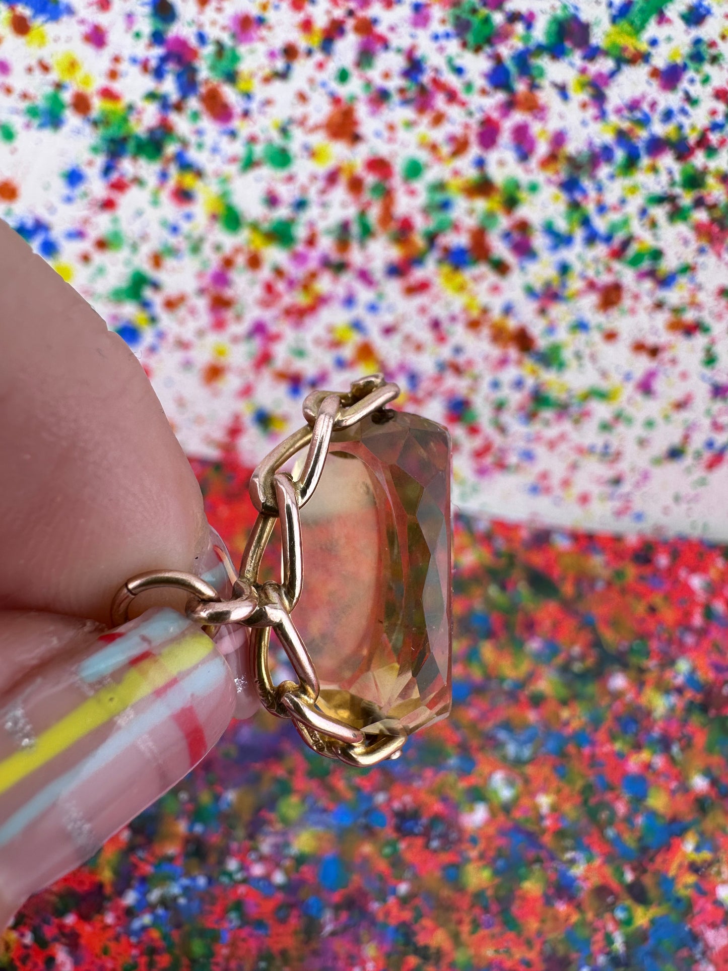 Vintage 9ct Citrine Spinner Fob