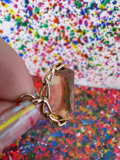 Vintage 9ct Citrine Spinner Fob