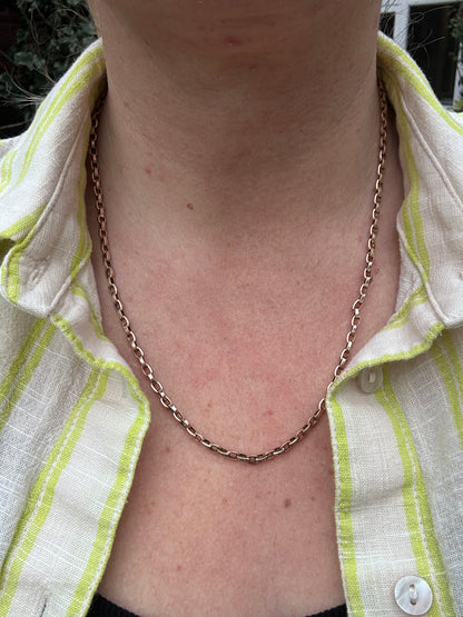 Antique 9ct Rose Gold Flat edged Oval belcher with 2 dog clips