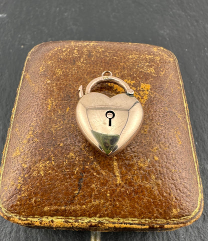 Antique 9ct Rose Gold Puffy heart padlock