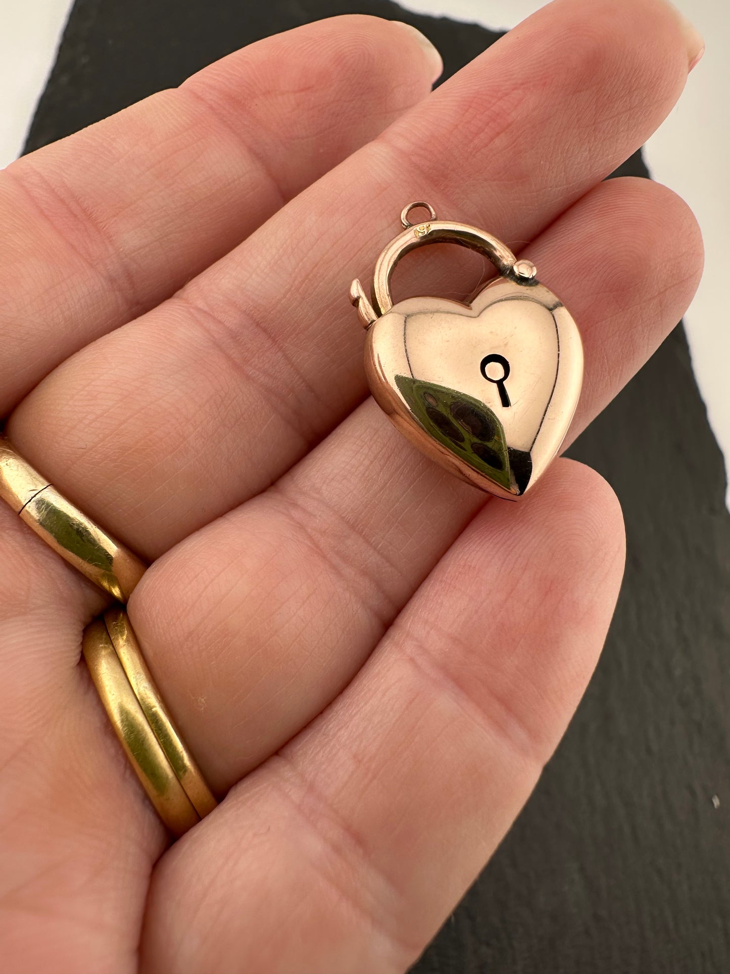 Antique 9ct Rose Gold Puffy heart padlock