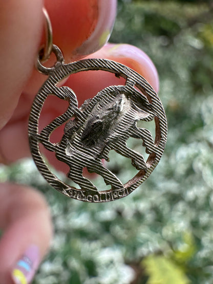 9ct Taurus Charm with engine turned frame