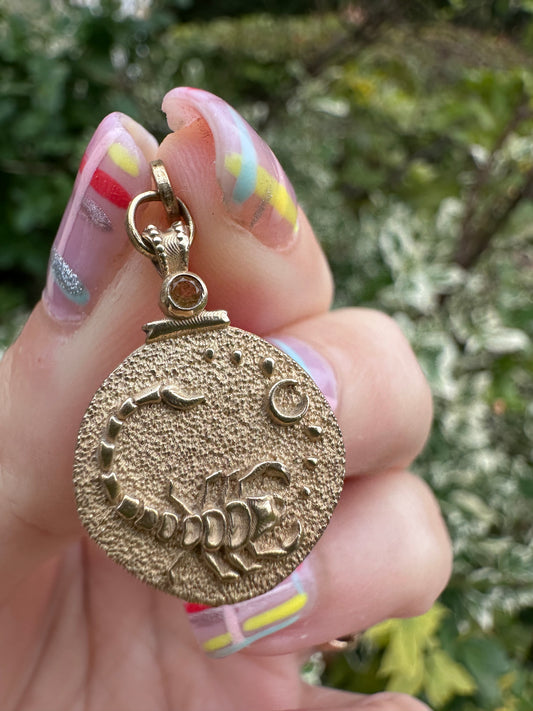 9ct Gold Scorpio Charm with Citrine stone