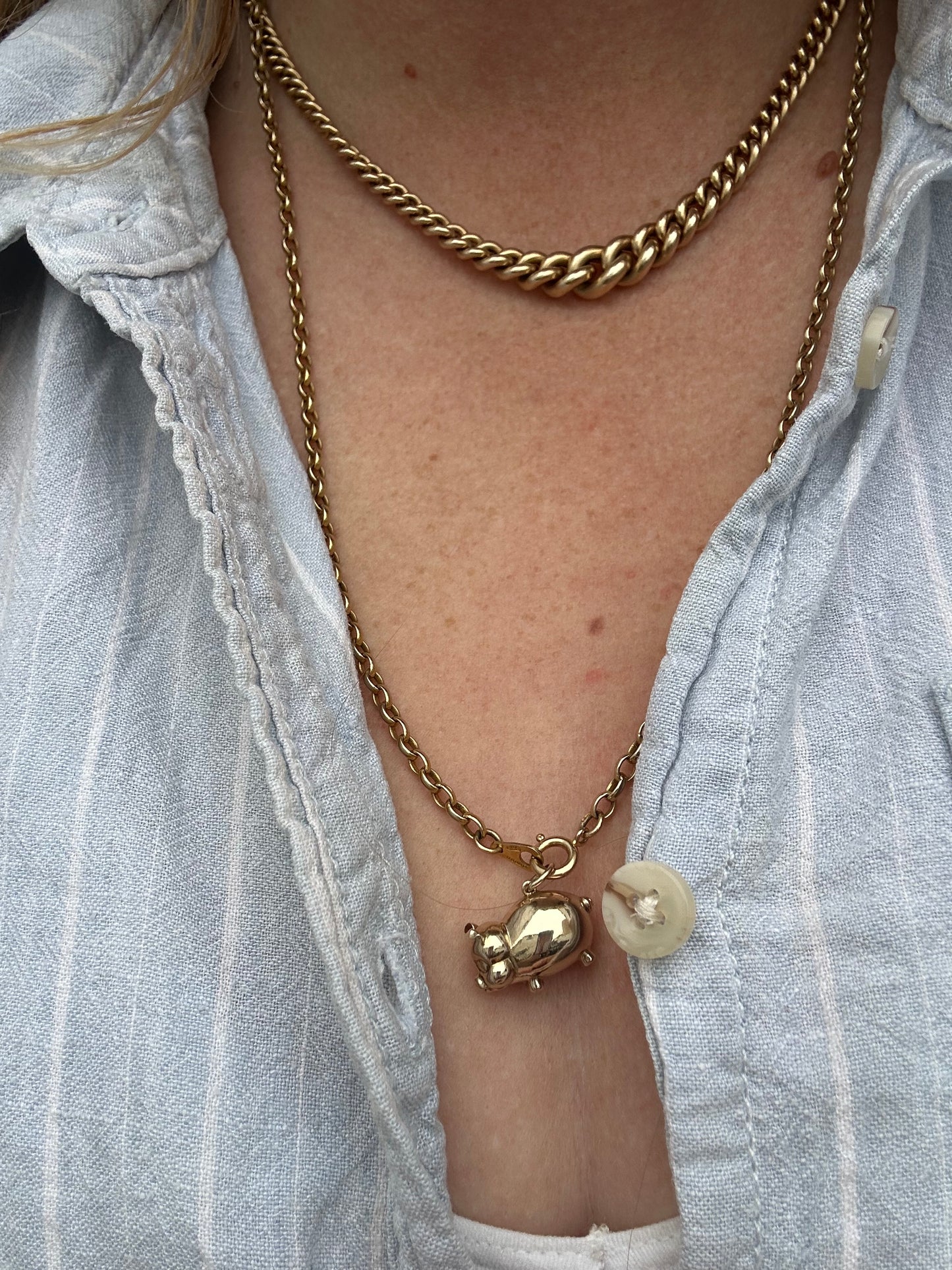 Vintage 9ct Puffy Pig Charm