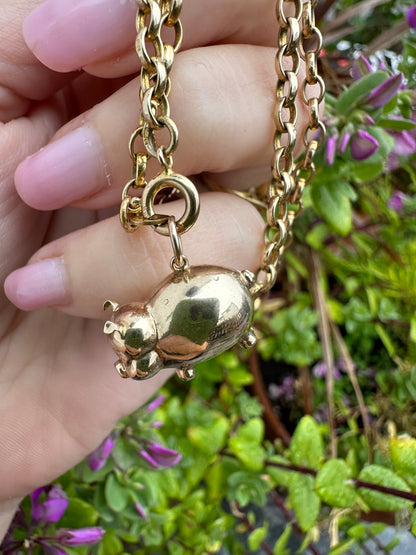 Vintage 9ct Puffy Pig Charm