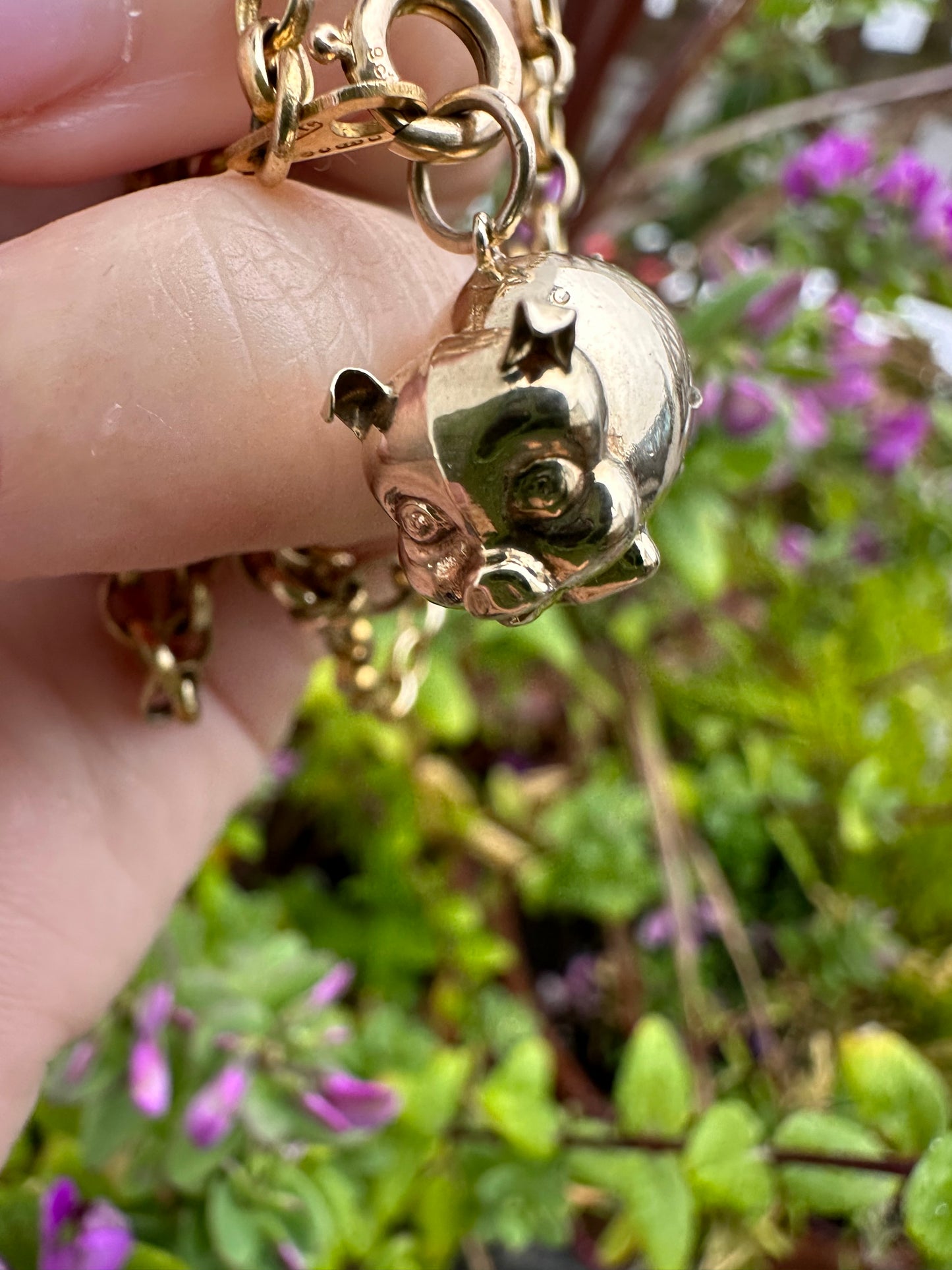 Vintage 9ct Puffy Pig Charm