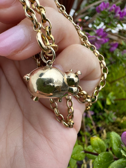 Vintage 9ct Puffy Pig Charm