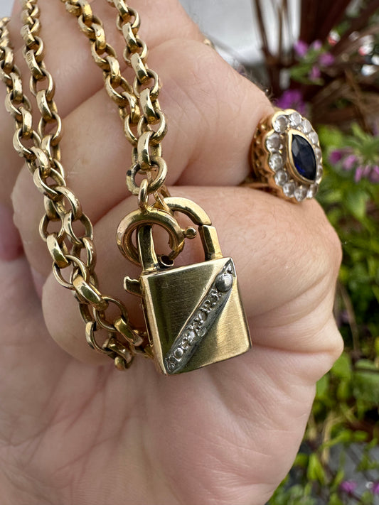 Vintage 9ct Gold & Diamond Padlock