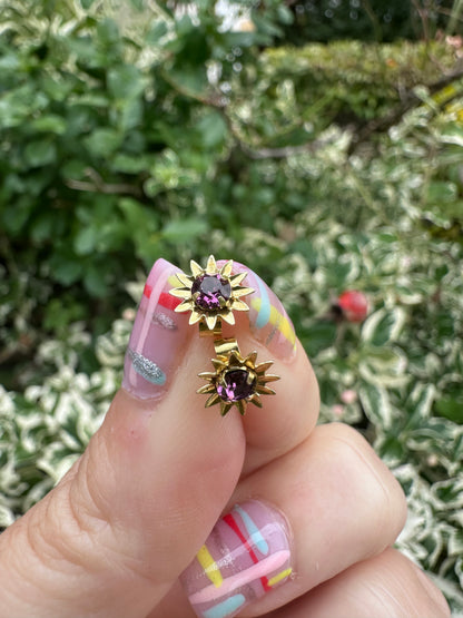 9ct Amethyst Flower Studs