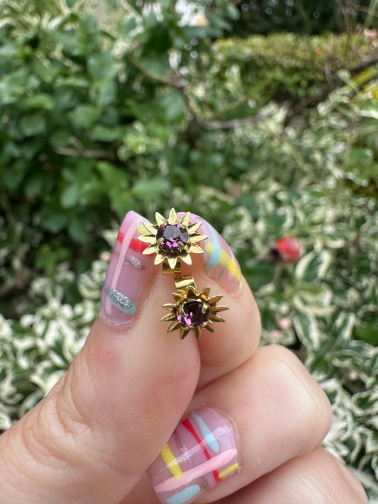 9ct Amethyst Flower Studs