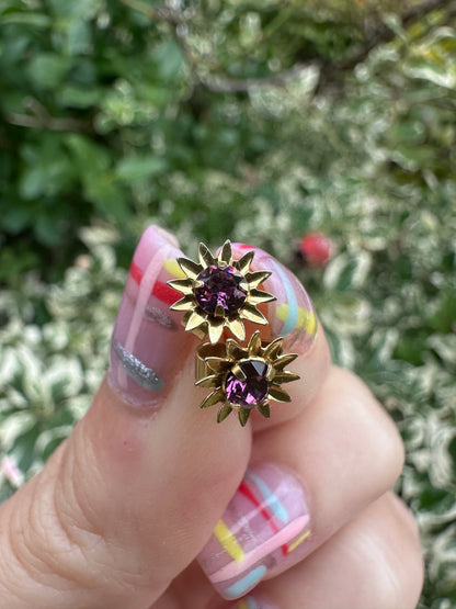 9ct Amethyst Flower Studs