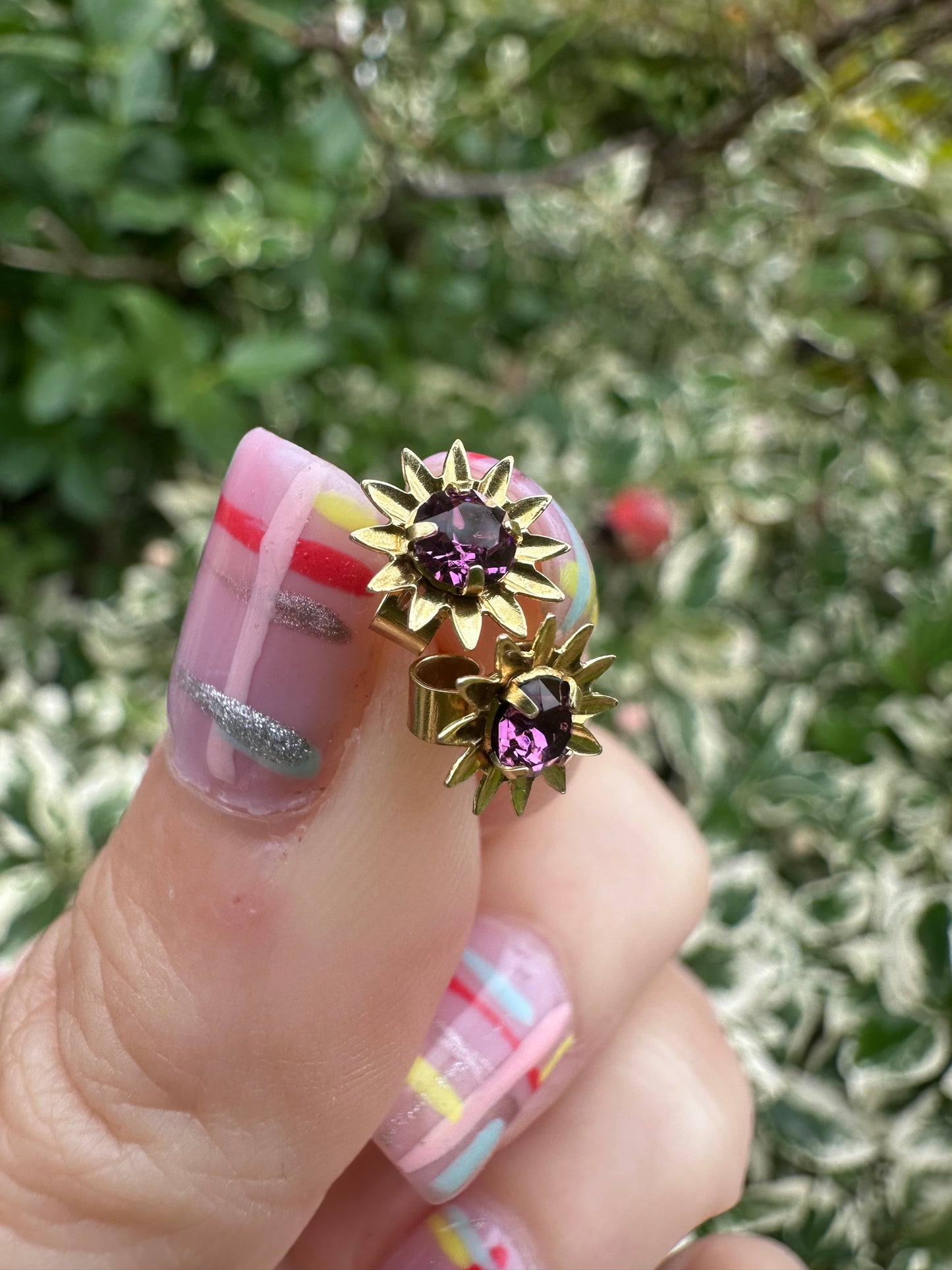 9ct Amethyst Flower Studs