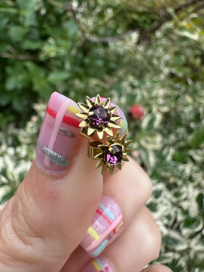 9ct Amethyst Flower Studs