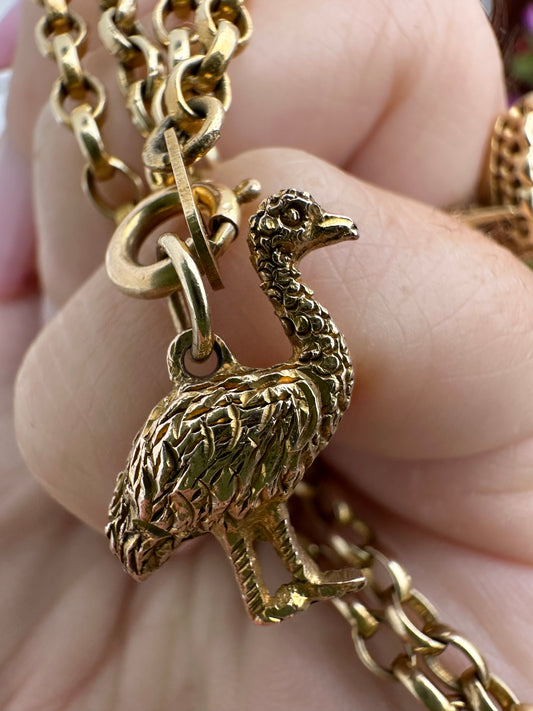 Antique 9ct Ostrich charm