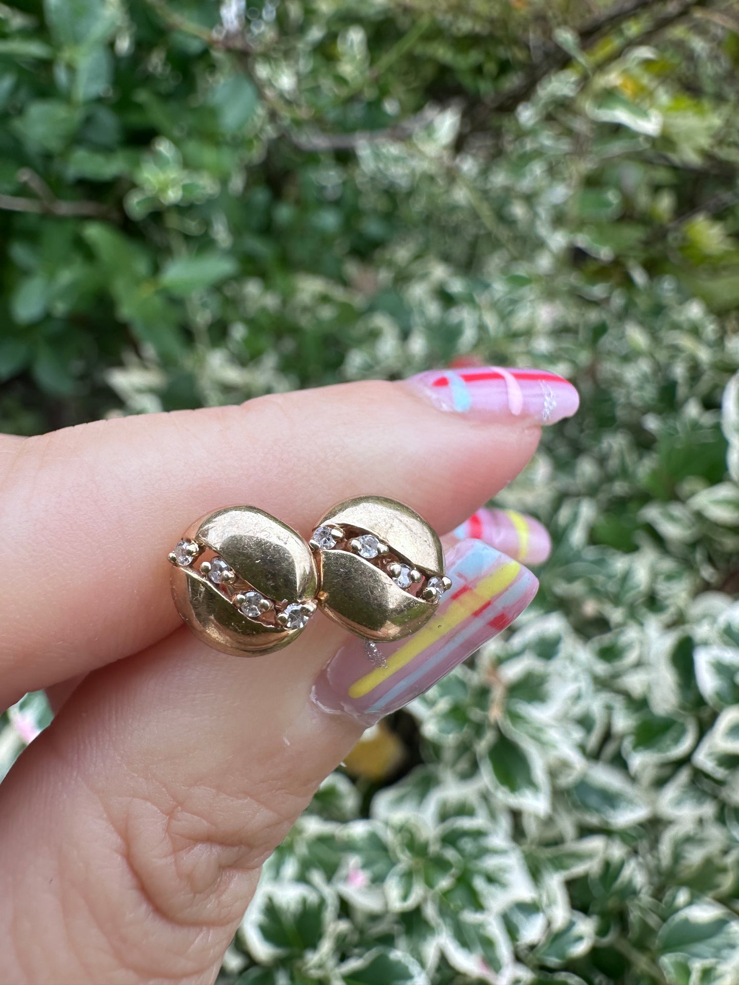 9ct Gold Round studs with diamond accents