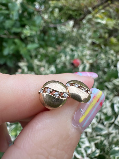 9ct Gold Round studs with diamond accents