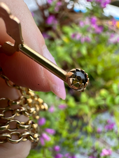 Vintage 14ct Gold Key charm, with green paste stone
