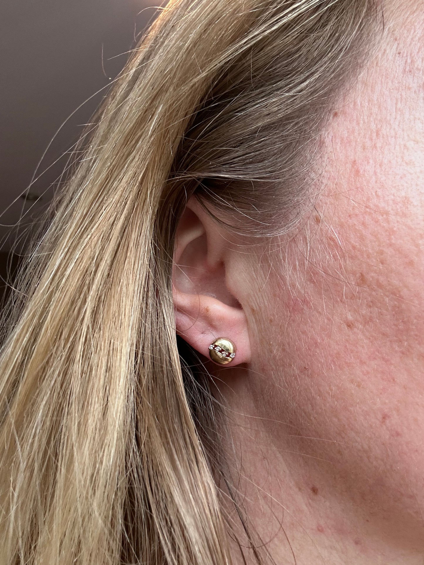 9ct Gold Round studs with diamond accents