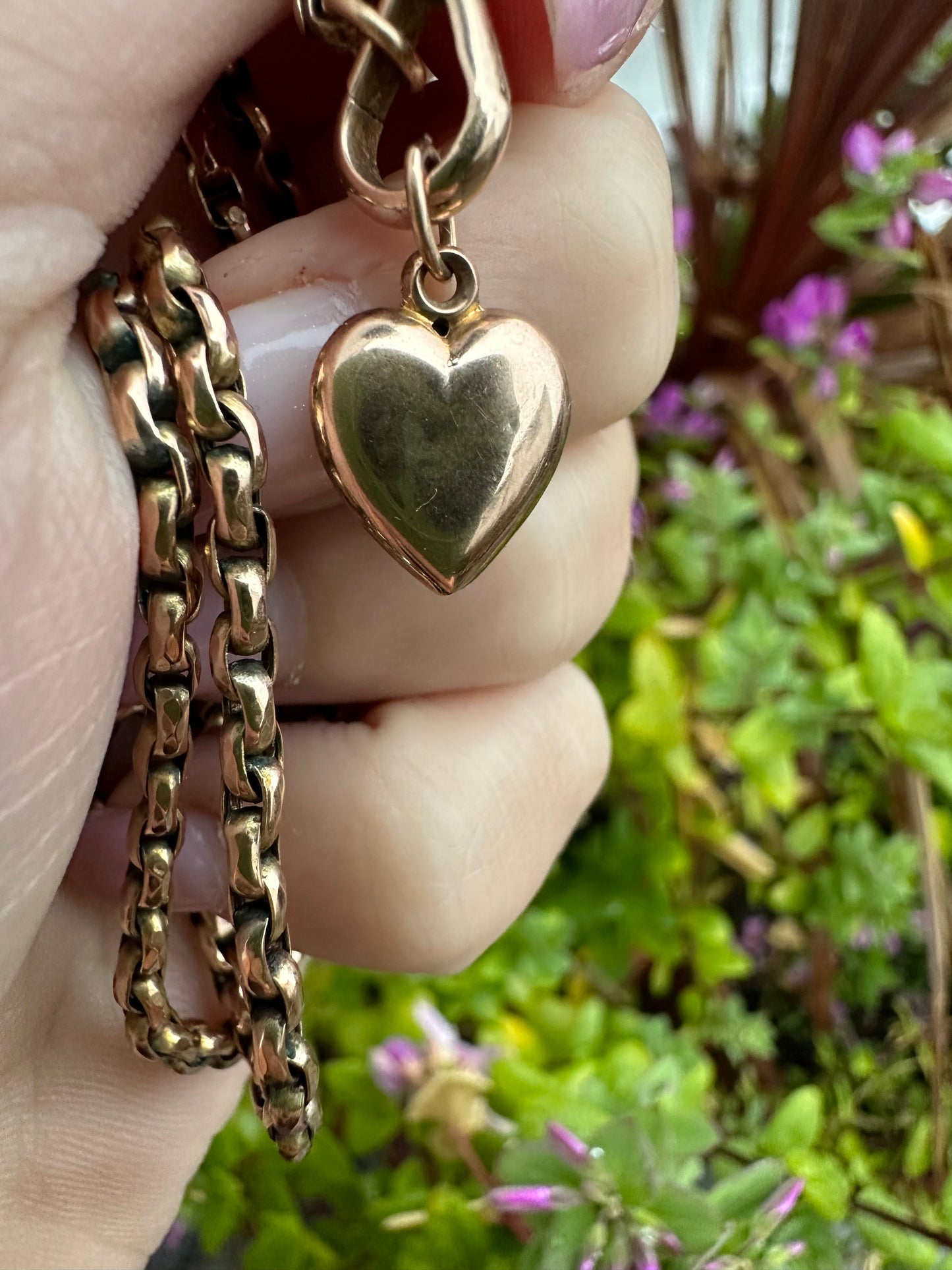 Antique 9ct heart charm with seed pearl clover