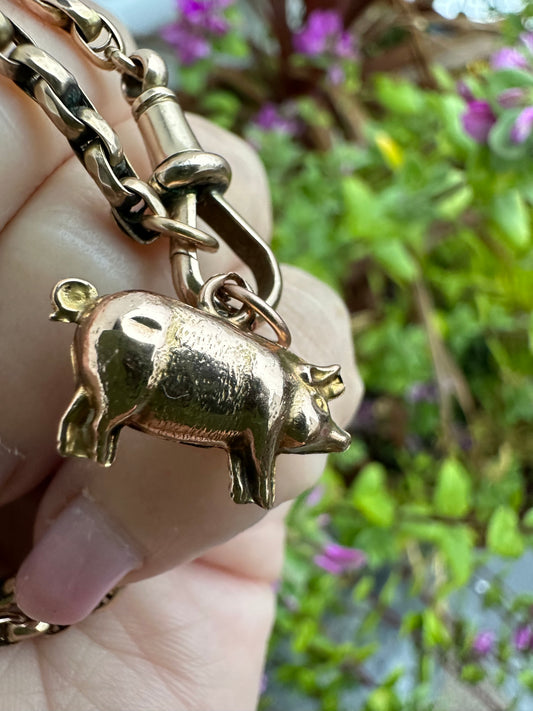 9ct Rose gold pig charm