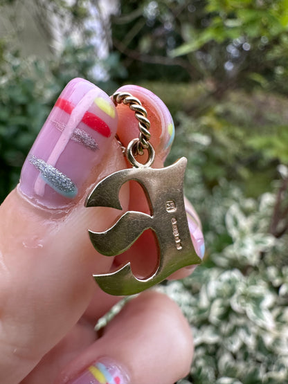 Vintage 9ct Yellow Gold E charm