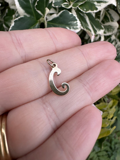 9ct Yellow Gold Cursive C Charm