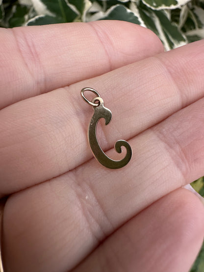 9ct Yellow Gold Cursive C Charm