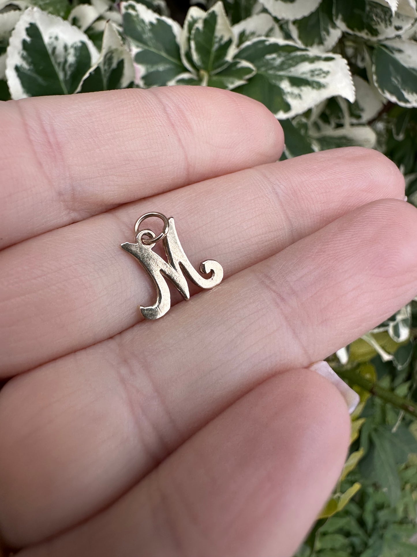 9ct Yellow Gold Cursive M initial Charm