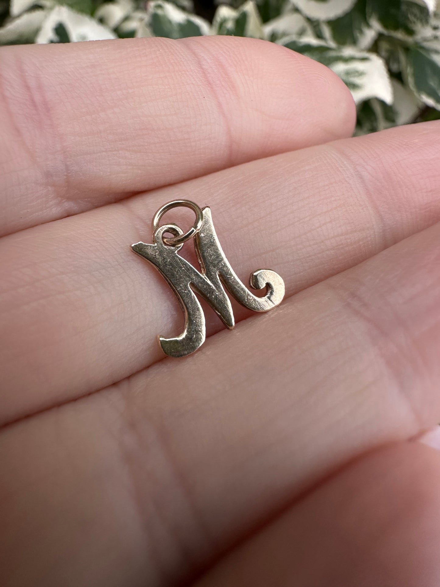 9ct Yellow Gold Cursive M initial Charm