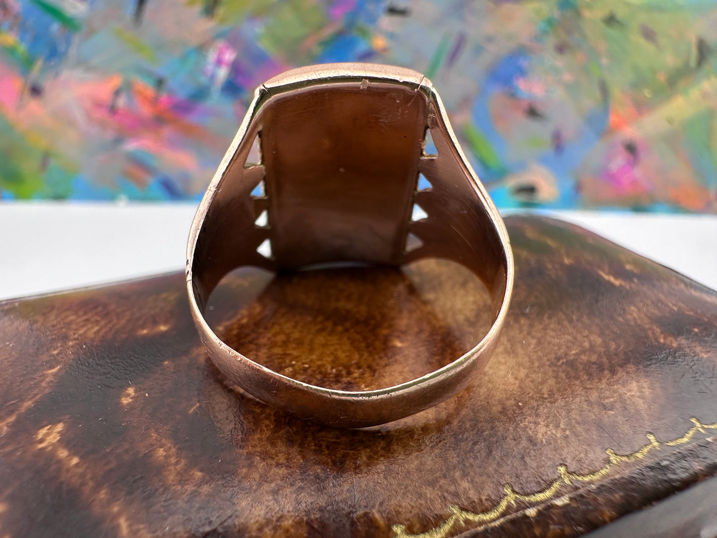 9ct Rose Gold & Onyx R Initial Ring