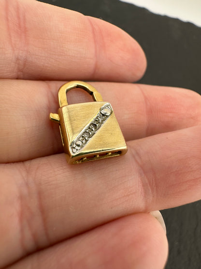 Vintage 9ct Gold & Diamond Padlock