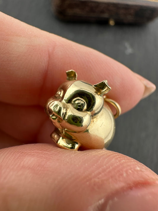 Vintage 9ct Puffy Pig Charm