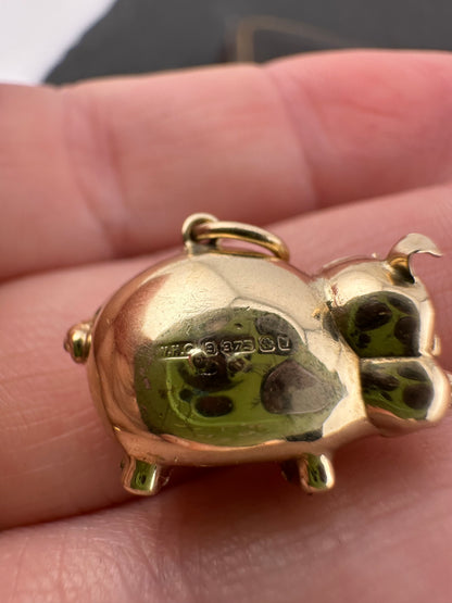 Vintage 9ct Puffy Pig Charm