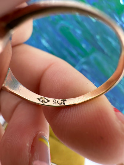 9ct Rose Gold & Onyx R ring