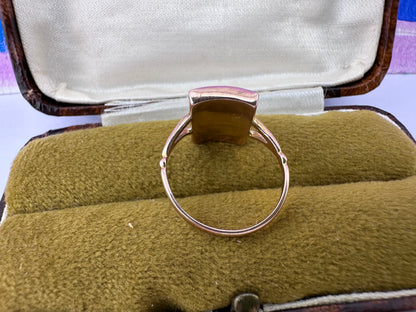 9ct Rose Gold and Onyx D initial ring