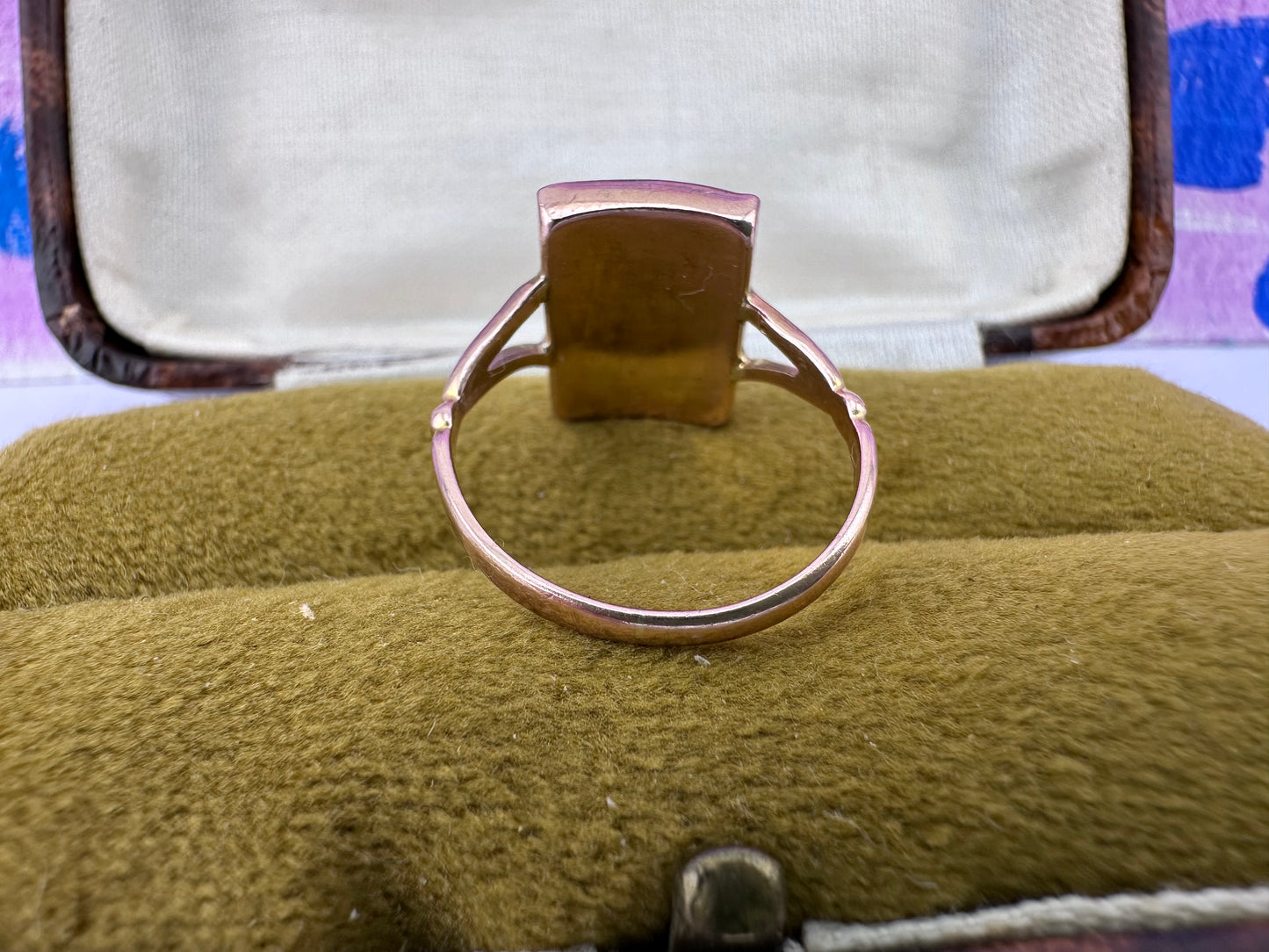 9ct Rose Gold and Onyx D initial ring