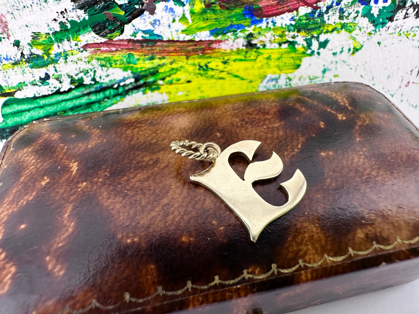 Vintage 9ct Yellow Gold E charm