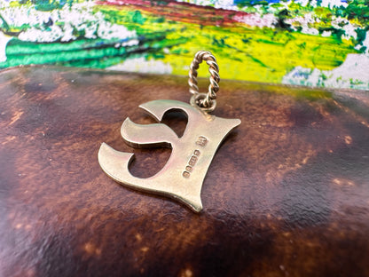 Vintage 9ct Yellow Gold E charm