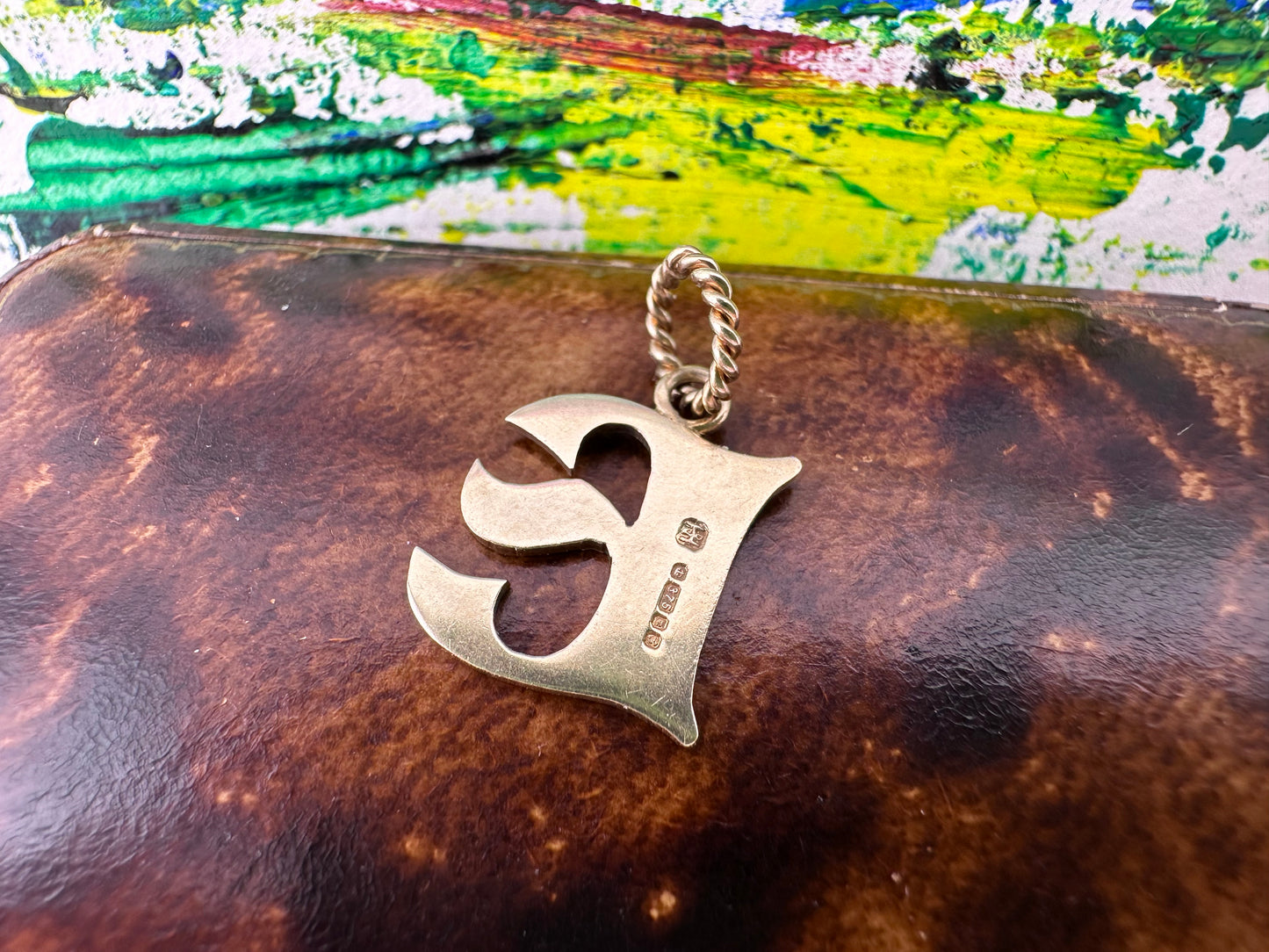 Vintage 9ct Yellow Gold E charm