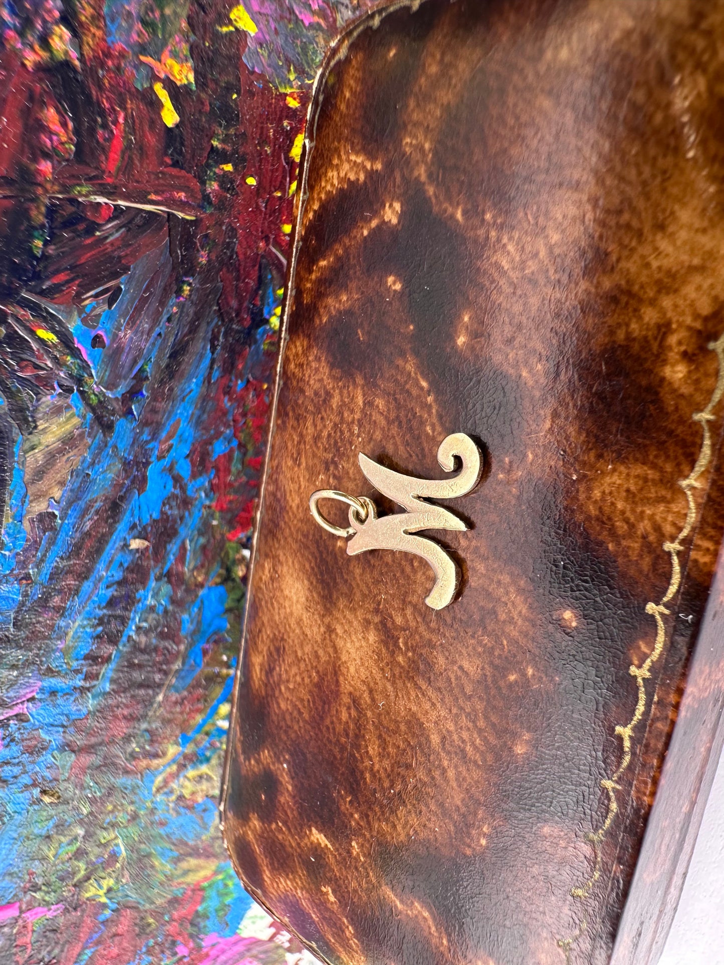 9ct Yellow Gold Cursive M initial Charm