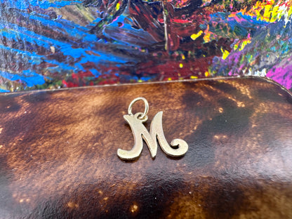 9ct Yellow Gold Cursive M initial Charm