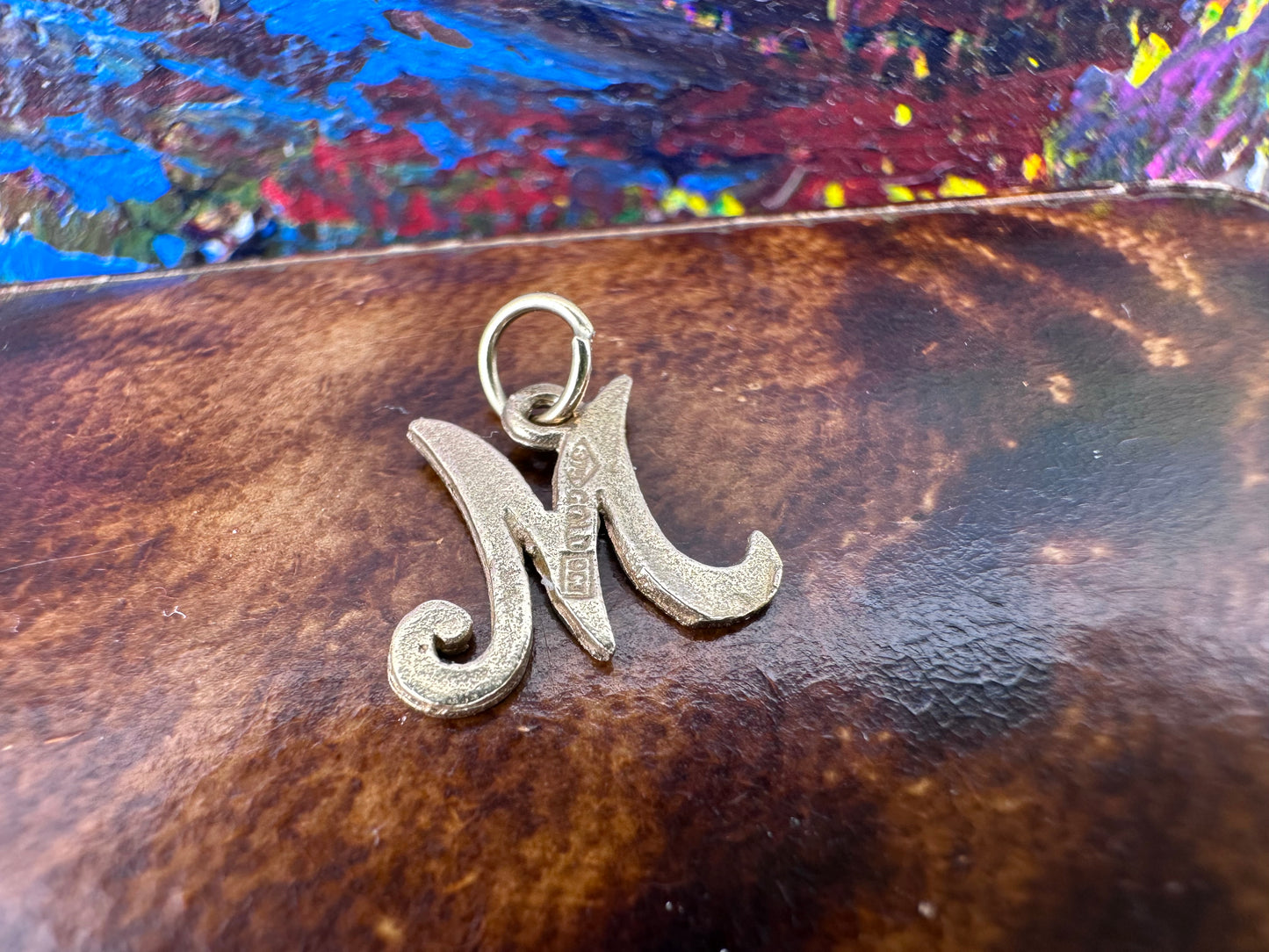 9ct Yellow Gold Cursive M initial Charm